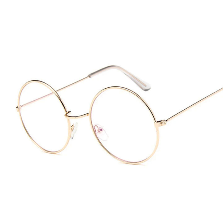 【AmbitionmA】Vintage Round Glasses Clear Lens Fashion Gold Round Metal Frame Glasses Optical Men Women Eyeglass Frame Fake Glasses