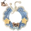 Hand-Knitted Faux Woolen Pet Color Small Flower Crochet Collar Bib Scarf British Short Shiba Inu Dog Cat Accessories. 