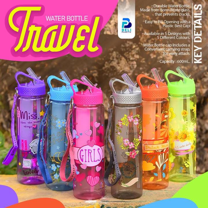 Travel Water Bottle With Ice Cube Tube | Sports Water Bottle 600ml