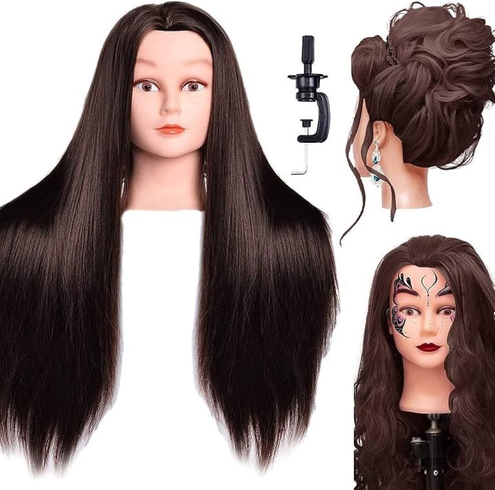 Hair Dummy Training Head For Hair Styling Practice Salon Cutting Hair (Black)