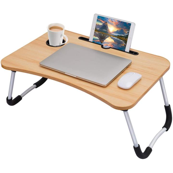 Laptop Desk for Bed,Portable Folding Lap Desk Bed Table Standing Work Table Bed Tray with Cup Holder