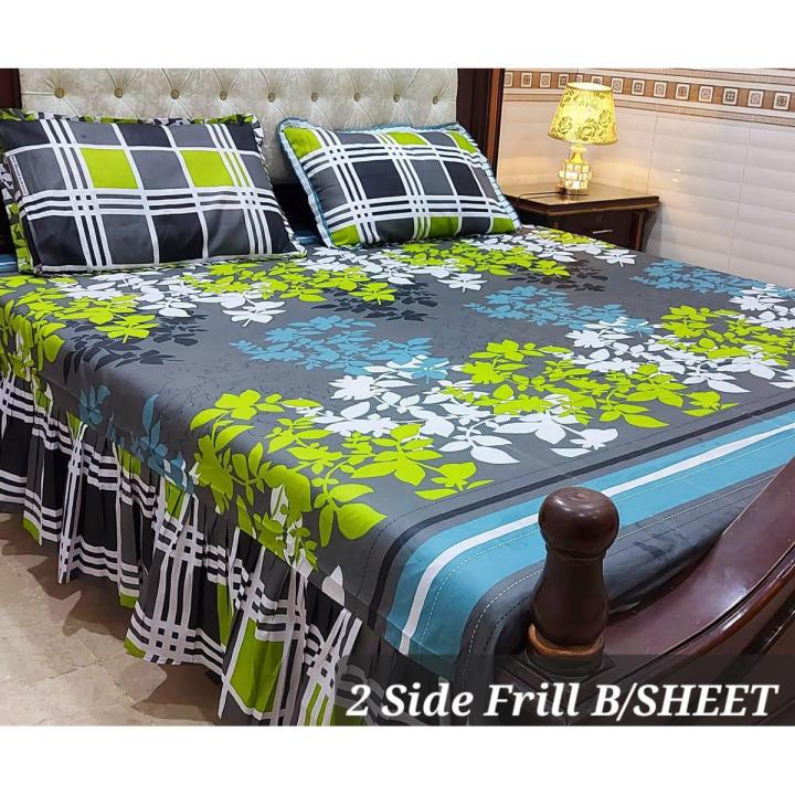 Cotton Frill Bedsheet 3pcs Frill Bed sheets