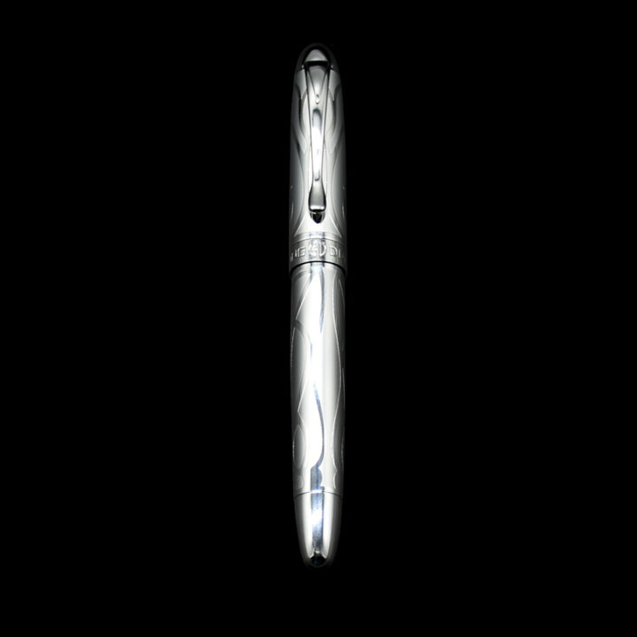 【shengxiong6525】HongDian 5010 Metal Silver Business Fountain Pen Embossed Signature  Nib Ink Pen