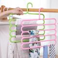 2Pc 5 Layer Magic Hangers Hanger: Anti-Slip Multi-Purpose and Multi-Functional Magic Multiple Layer Trousers Hangers Hanger - Multifunction Pants Closet Belt Holder Rack S-Type 5 Layers Saving Space Hangers Hanger. 
