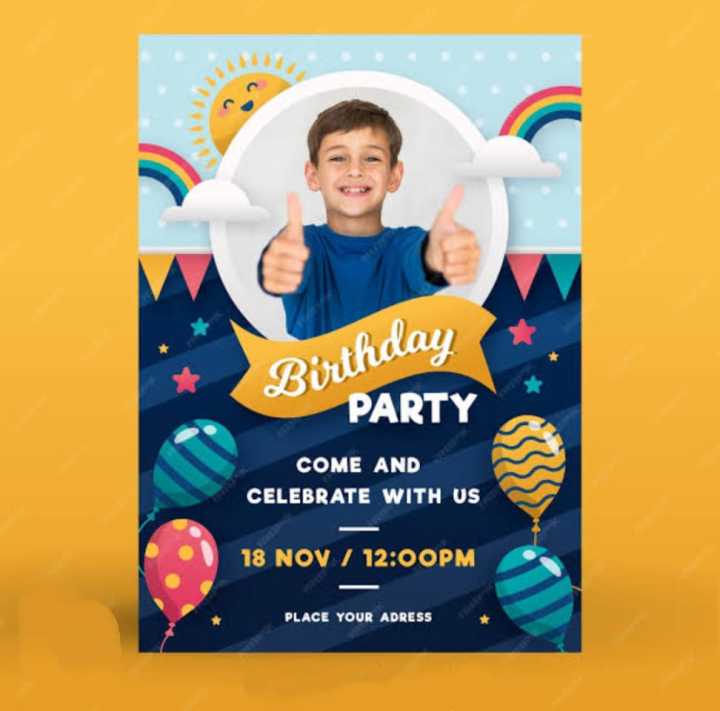 Pack of 5 Birthday Invitation card, Editable Birthday Party Invitations,