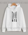 White Bts Printed Winter Zipper Full Seeves Hoodie For Women. 