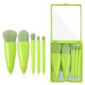 5pcs Korean Super Soft Concealer Cosmetic Base Makeup Eye Shadow Candy Color Eyelash Mini Travel Brush Set Green Color. 