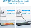 Original Apple 20W USB-C Power Adapter, iPhone Charger 20 Watt PD charger with Lightening Cable Fast Charging Capability, Iphone Type C Wall Charger. 
