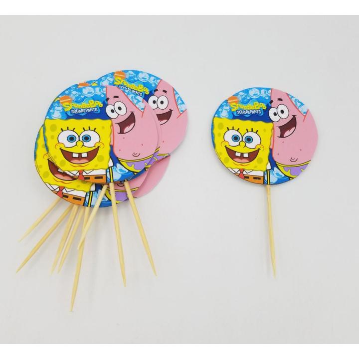 SPONGEBOB SQUAREPANTS THEME CUPCAKE TOPPER - PACK OF 10 CUPCAKE TOPPERS - SPONGEBOB SQUAREPANTS CUPCAKE TOPPERS