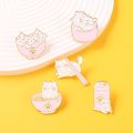 5 Styles Cartoon Animal Enamel Pin Cat Cup Pin Cat Bowl Pin Cute Badge Brooch Lapel Pin Gift for Friend. 