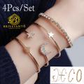 4Pcs/Set Adjustable Open Bracelet for Girls and women Golden and Silver Moon Star Heart Bracelet. 