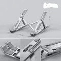 Portable Aluminum Foldable Laptop Metal Stand Adjustable Height Folding Laptop Holder Solid Stand With Anti Slip Rubber Grips - Silver. 