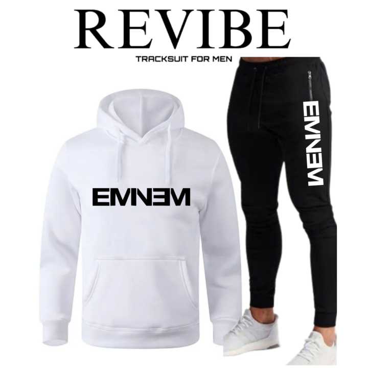 REVIBE - White Eminem Printed Tracksuit For Men - Hoodies For Men