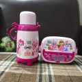 Barbee Girls Double Layer Kids School Lunch Box with Spoon And Water Bottle 750 ml. 
