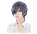 New Anime Black Resistant Synthetic Gray Short Wig Butler Kuroshitsuji Ciel Phantomhive Cosplay Wig. 