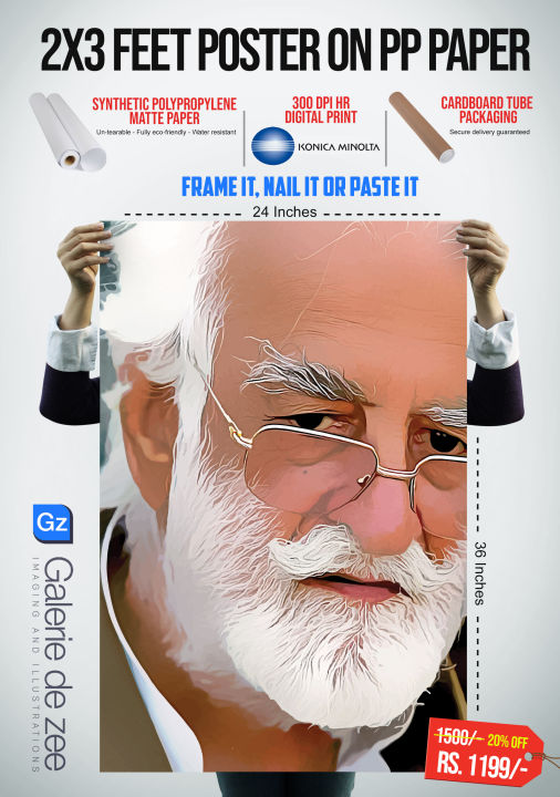 Nawab Akbar Bugti 24x36 Inches Poster on Synthetic PP (Polypropylene) Un-tearable, Fully Eco-Friendly, Water Resistant Paper with Konica Minolta Digital Printing (Unframed)