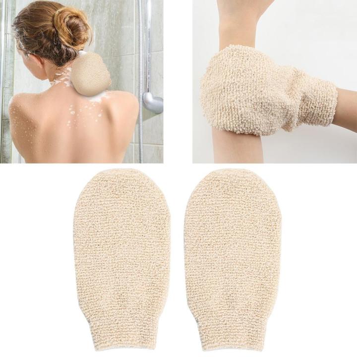 Natural Bamboo Fiber Bath Exfoliating Glove Scrubber Washcloths Bathing Glove