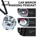 Car Decoration Pendant Car Pendant Alloy Racing Wheel Rearview Mirror Hanging Accessory Glossy Black Beads Silver Tag Auto Decoration Unique Design Gloss Black Beads Car Charm. 