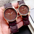 COUPLE WATCH EMPORIO ARMANI RUBBER CHAIN & PUSH BUTTON LOCK DECENT LOOKS (with free normal box).. 