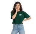 New Graphic Heart Logo Print Crop Top Round Neck Half Sleeves Casual Printed Cotton Crop T Shirt For Girls Women And Ladies. 
