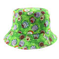 Winfox Summer Cartoon Printing Bucket Hat Cute Fisherman Hats For Women Mens Two Side Reversible Fishing Caps. 