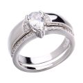 Exquisite Women Sier Color Waterdrop Metal Inlaid White Round Zicron Stones Ring Set Wedding Engagement Rings Jewelry. 