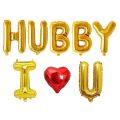 Romantic Foil Balloons Set With Golden Alphabets Foil Baloons & Red Heart Foil balloon For Anniversary & Birthday Decoration. 