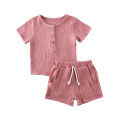 2pcs Toddler Kids Baby Girl Boys Outfits Short Sleeve Cotton and linen Button T-shirt tops+shorts Clothes set 2020 Summer 2 orders. 