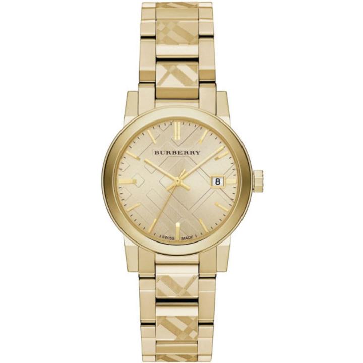 BURBERRY Gold Dial Gold Stainless Steel Watch For Women BU-9145