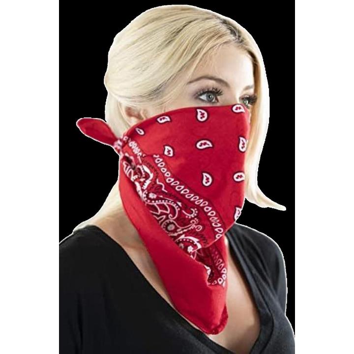 Red Printed Bandana Big Size Handkerchief Head Wrap for Men