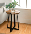 Decore To Adore Customize One Piece Rustic 18″ Wide Metal Legs and Wood Top Round Side Table-Decoration Table-Living Room Table. 