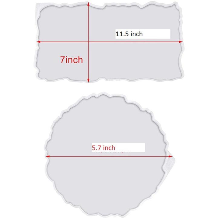 2 Pieces Tray Silicone Mold Kit Irregular Epoxy Resin Tray Molds for DIY Crafts (Rectangle+Round)