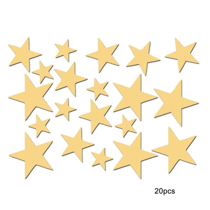 20Pcs/Set Star Shape Mirror Wall Stickers Wallpaper Home Bedroom Ceiling Decor