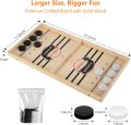 Large Wooden Sling Puck Game – Fast Sling Hockey & Foosball Winner Board Game for Kids & Adults, Tabletop Football & Basketball Shot Game, Parent-Child Interactive Family Party Board Game. 