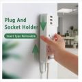 6pcs Self-Adhesive Socket Fixer, Seamless Punch-Free Plug Sticker Wall-Mounted Power Board Bracket for Surge, WiFi Router, Tissue Box and Remote Control Organizer Saving Space, White. 