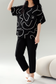 Sport wear Gym wear Suit Top soft Comfortable & Trendy 2 Piece Stylish Printed T-Shirt with Black Pants Women dress girls dress. 