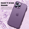 Luxury Ultra Thin Translucent Matte Shockproof Phone Case For iPhone 14 Pro Max Camera Lens Glass Protection Hard Cover [ Transparent / Deep purple]. 
