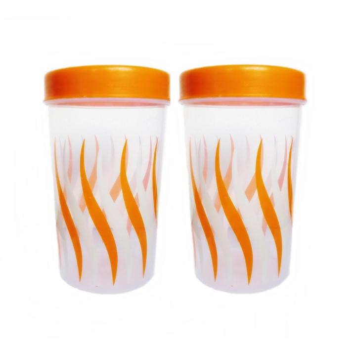 Pack of 2 Kitchen Storage Plastic Printed Container Set 1800ml Color May Vary