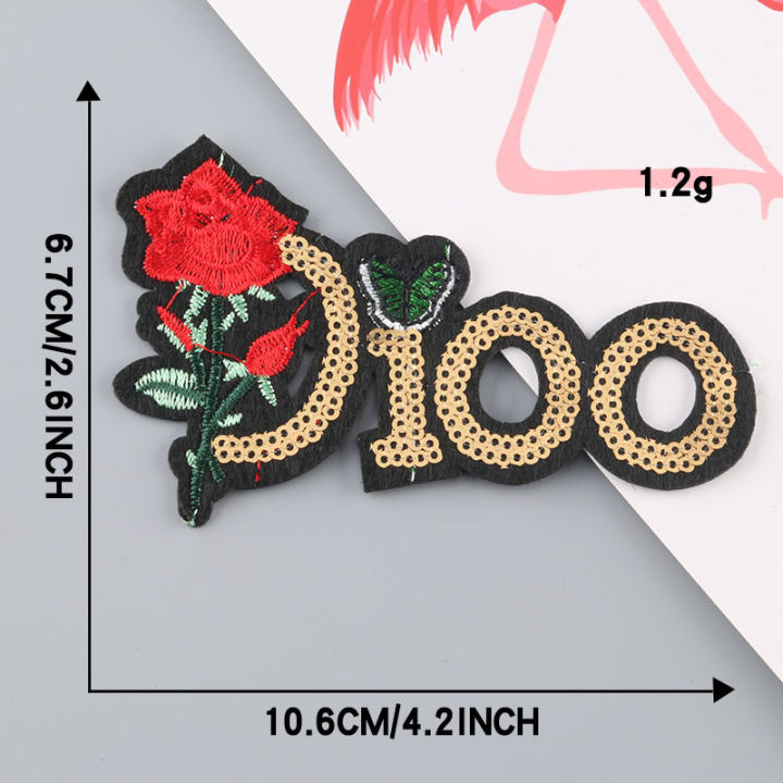 Cool embroidered bead embroidered cloth rose alphabet patch stickers ...