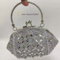 ASC Collection New Design Bridal Clutch Bag with Metal Frame and Fresh Stones in 3 Colors: Silver, Golden, and More. 