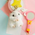 Soft Plush Cartoon Animal White khaki Small Hamster Toy Doll Key Chain. 