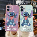 Chenyyka For Samsung S22 Plus S22 Ultra Case Cartoon Cute Stitch Square Edge Pattern Luxury Plating Phone Cases Soft Silicone Plated Shell Camera Lens Shockproof Protection Cover. 