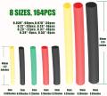 164pcs Set Polyolefin Shrinking Assorted Heat Shrink Tube Wire Cable Insulated Sleeving Tubing hand tools Set. 