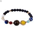 Bead Bracelet Solar System Design Astronomy Galaxy Themed Rock Beads Bangle. 