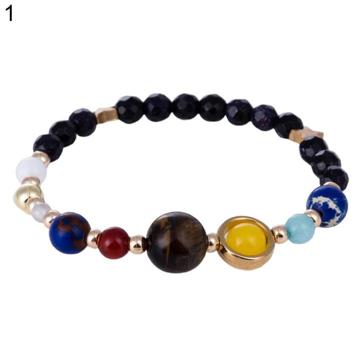 Bead Bracelet Solar System Design Astronomy Galaxy Themed Rock Beads Bangle