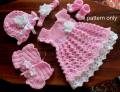 ZEBY Handmade Crochet Dress Set for Baby Girl, Pink Baby Girl Outfit, 0 to 24 months newborn dress. 