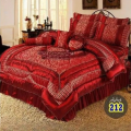 Elegance Bridal Bed Set - Luxurious Satin & Lace with Embroidered Details Bed Set Fancy Bridal Bed Sheet Set Pillow Cover Cushion Cover Neck Roll Set of 8 Pieces. 