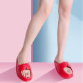 Slimming Slippers Designer Ladies Sandals EVA Lightweight Indoor Thin Leg Red 27x12x12CM. 