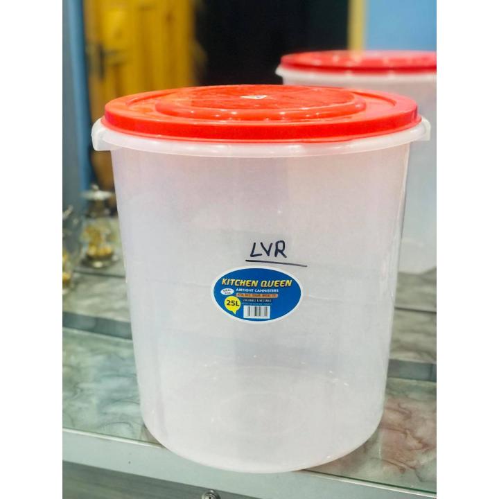 Storage Containers / Storage Bucket with Lid / Storage Containers for Cereals, Pulses & Flour Etc. - Cereals Storage Jar 25Litres Capacity ( Multipurpose Usage) Lid Available in Random Colors