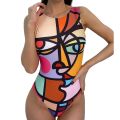 OIMG Funny Printed One Piece Swimsuit Women Swimwear Female Bathing Suit Swim C-Color L. 